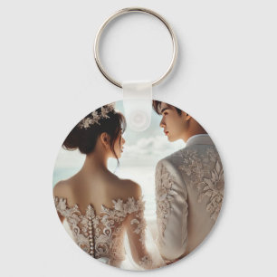 Porte-clés de couple tout juste marié – Romantique