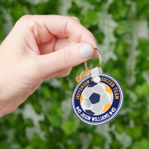 Porte-clés ⚽ de football bleu et or de la Marine