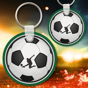 Porte-clés de football personnalisés Vert, Blanc,
