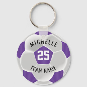 Porte-clés ⚽ de football - violet et blanc