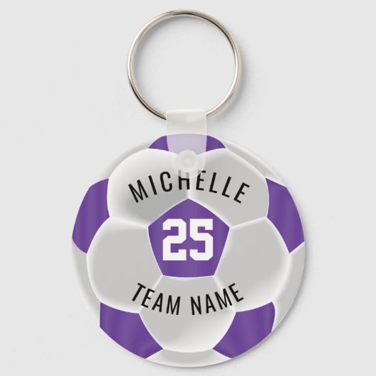 Porte-clés ⚽ de football - violet et blanc (Recto)
