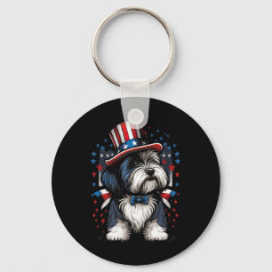 Porte-clés De Juillet Patriotique Porté Collie Dog Us Drapeau