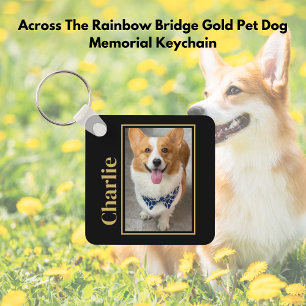 Porte-clés De L'Autre Côté Du Rainbow Bridge Gold Pet Dog Mem