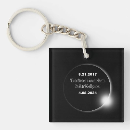 Porte-clés de l'éclipse solaire double datée 2024 (Devant)