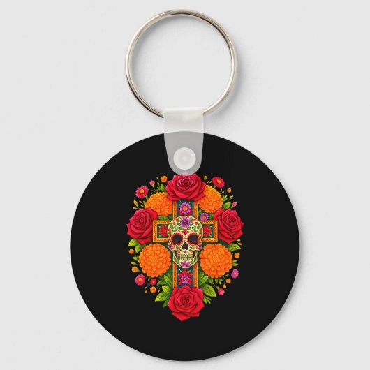 Porte-clés De Los Muertos Day Of The Dead Sugar Skull Christi (Recto)
