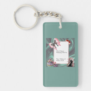 Porte-clés de mariage sarcelle et blush