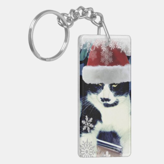 Porte-clés de Noël Chat Santa Smoking (Devant gauche)