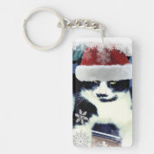 Porte-clés de Noël Chat Santa Smoking (Devant)