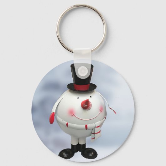Porte-clés de Noël en fer-blanc drôle de bonhomme  (Recto)