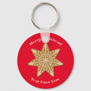 Porte-clés de Noël flocon de neige pain d'épices