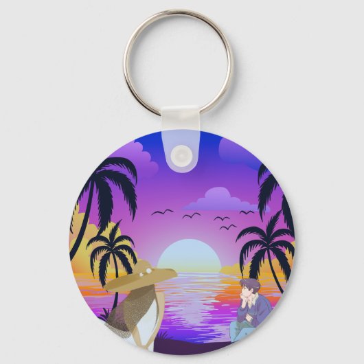 Porte-clés de plage au coucher du soleil (Recto)