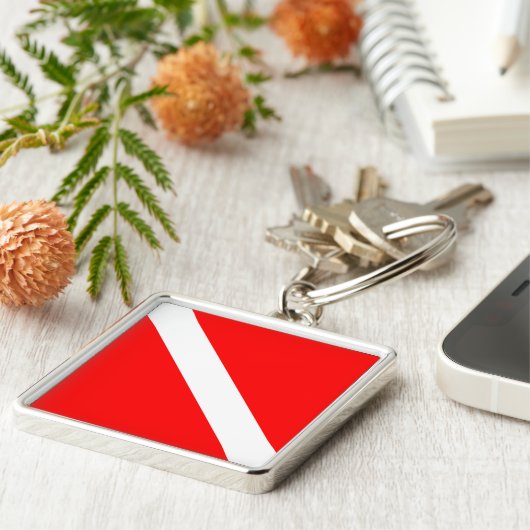 Porte-clés De plongeur drapeau classique vers le bas (Côté)