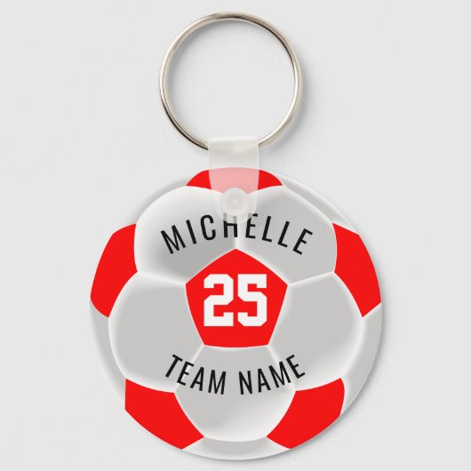 Porte-clés ⚽ de soccer - Rouge et Blanc (Recto)