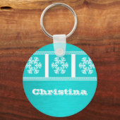 Porte-clés de vacances Modern Snowflakes, sarcelle (Recto)