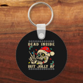 Porte-clés Dead Inside But Jolly Af Funny Skeleton Santa Hat (Recto)