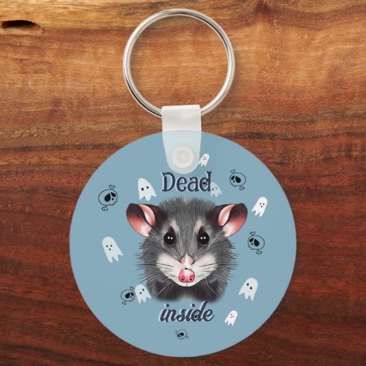 Porte-clés Dead Inside Opossum Keychain Spooky Ghost & Skull (Recto)