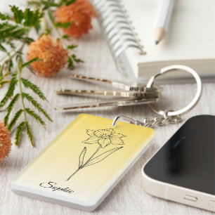 Porte-clés Décembre personnalisé Fleur de naissance Narcisse