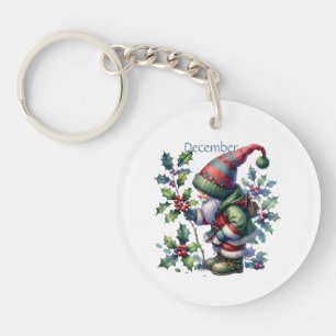 Porte-clés Décembre personnalisé Mois de naissance Jardin Gno