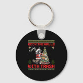 Porte-clés Deck The Halls With Trash Raccoon Ugly Christmas S (Recto)