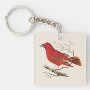 Porte-clés Décor d'art naturaliste de l'oiseau Tangara écarla