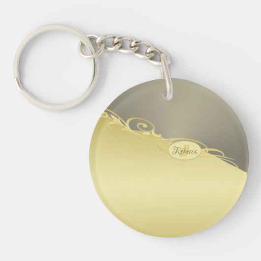 Porte-clés Décor de luxe sur or & argent, Monogramme, (Devant)