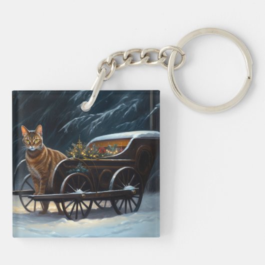Porte-clés Décor de Noël Abyssinian Snowy Sleigh Ride (Dos)