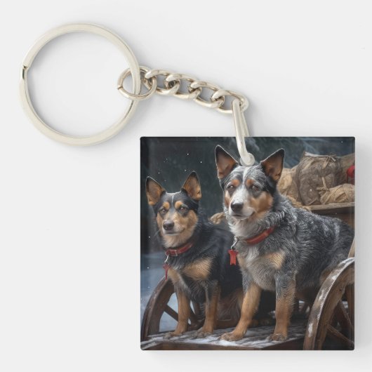 Porte-clés Décor de Noël australien Snowy Sleigh (Devant)