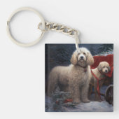 Porte-clés Décor de Noël de caniche Snowy (Devant)