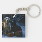 Porte-clés Décor de Noël de Labrador Snowy Sleigh (Dos)