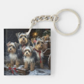 Porte-clés Décor de Noël du Biewer Terrier Snowy Sleigh (Dos)