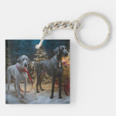 Porte-clés Décor de Noël du grand Dane Snowy Sleigh (Dos)