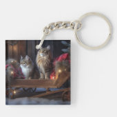 Porte-clés Décor de Noël du Maine Coon Snowy Sleigh (Dos)