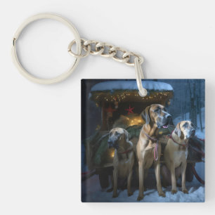 Porte-clés Décor de Noël Rhodesian Ridgeback Snowy Sleigh