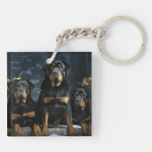 Porte-clés Décor de Noël Rottweiler Snowy Sleigh (Dos)