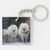 Porte-clés Décor de Noël Samoyède enneigé (Dos)