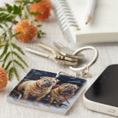 Porte-clés Décor de Noël Shar Pei Snowy Sleigh (Devant Droit)