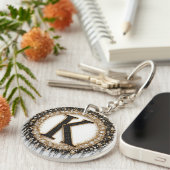 Porte-clés Décor Initial K Bijou Noir (Devant droit)