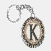 Porte-clés Décor Initial K Bijou Noir (Devant gauche)