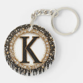 Porte-clés Décor Initial K Bijou Noir (Dos)