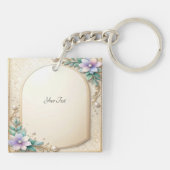 Porte-clés Decorative Floral Frame with Pearls Keychain (Dos)