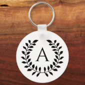 Porte-clés Decorative Laurel Wreath With Custom Monogram (Recto)
