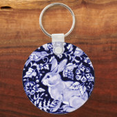 Porte-clés Dedham Blue Rabbit, Classic Blue & White Design (Recto)