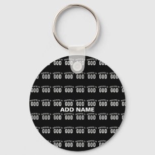 PORTE-CLÉS DEDICATED TO GOD CUSTOMIZABLE COOL WHITE TEXT