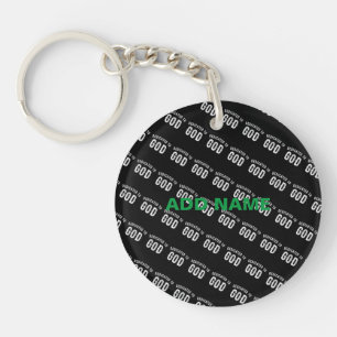 PORTE-CLÉS DÉDIÉ À DIEU PERSONNALISABLE COOL TEXTE BLANC