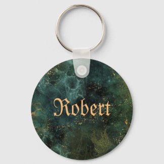 Porte-clés Deep Emerald Elegant Green nom personnalisable