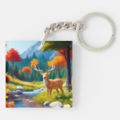 Porte-clés Deer d'or debout dans la forêt-987679 (Dos)