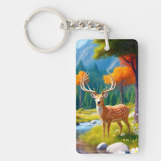 Porte-clés Deer d'or debout dans la forêt-987679 (Devant)