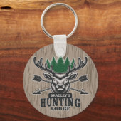 Porte-clés Deer Elk Hunter AJOUTER NOM Bow Hunter Lodge Cabin (Recto)