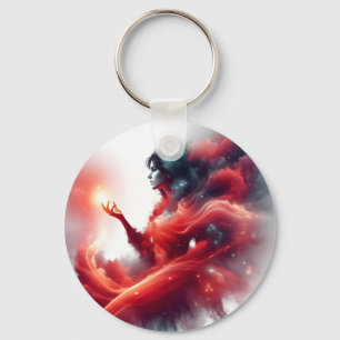 Porte-clés Déesse céleste cosmique Galaxie de nuage rouge abs