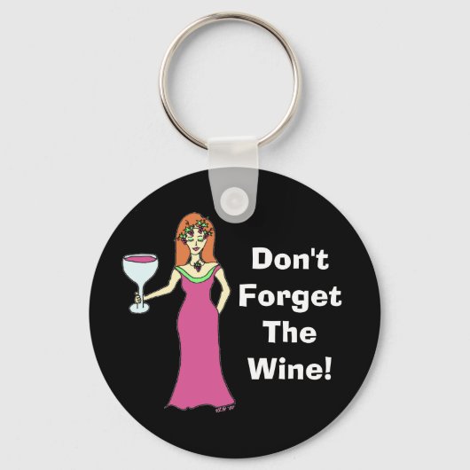Porte-clés Déesse des vins "N'oubliez pas le vin" Sombre (Recto)